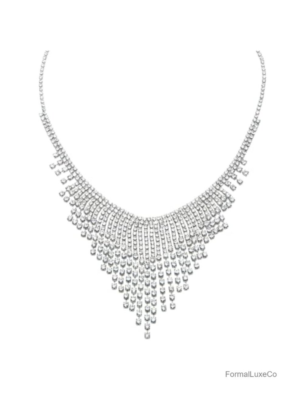 Rhinestone Tassel Choker Necklace for Women Party Prom Wedding
